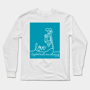 Love Ophthalmology line blue background Long Sleeve T-Shirt